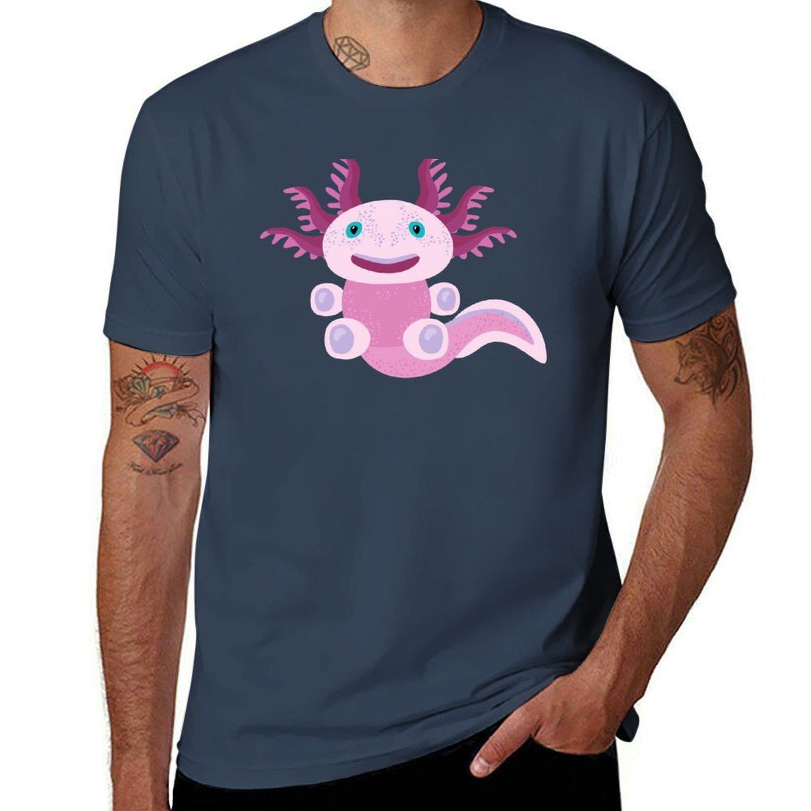 Cute Axolotl and The Bubbles TShirt Modern Style Print TShirt S
