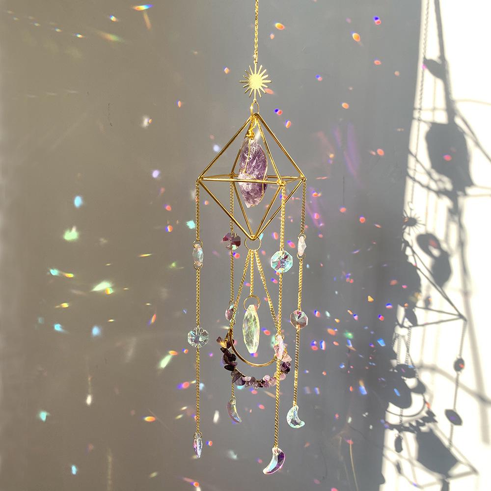 Honor of Crysal Rainbow Wind Chime Pendant Geometric Balcony Decoration Wind Chime Crystal Decoration