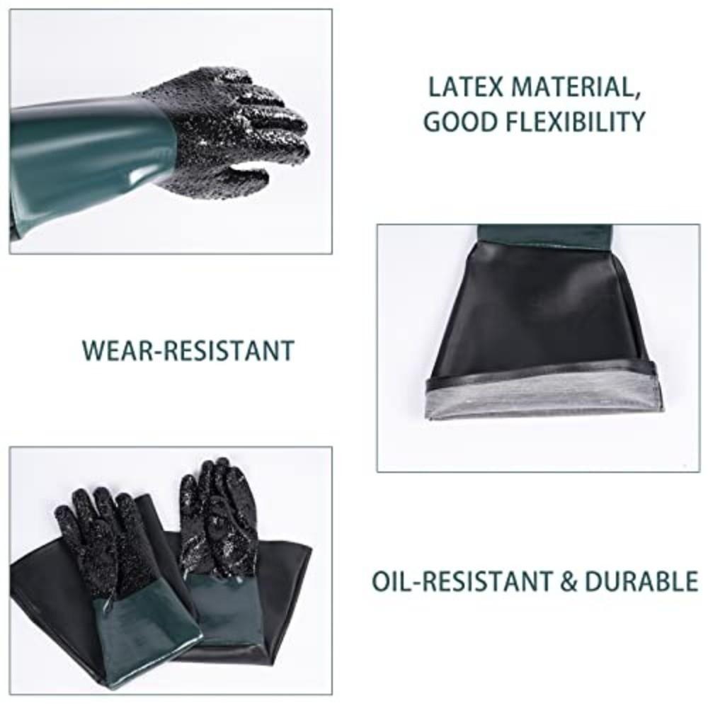 A Pair With Gloves Holder Rubber Sandblasting Gloves Safety Work Gloves  Blasting Operations