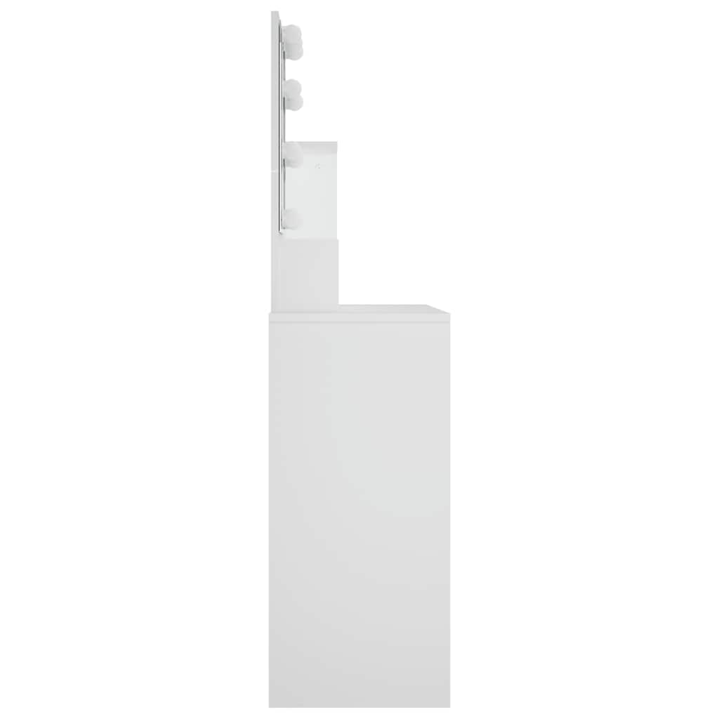 Makeup Table with LED Lights White 86.5 x 35 x 136 cm