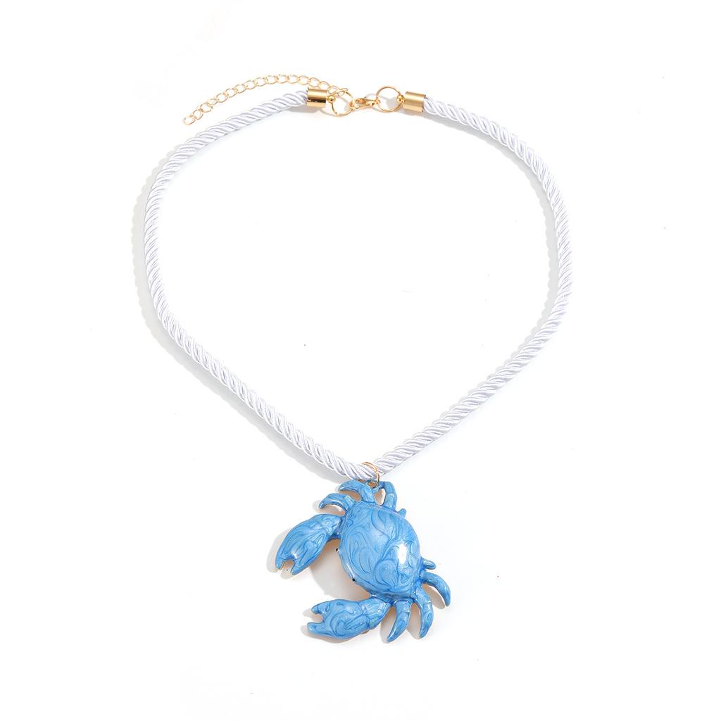 2026 Summer New Beach Ocean Element Pendant Color Spray Paint Crab Necklace Women's Clavicle Chain