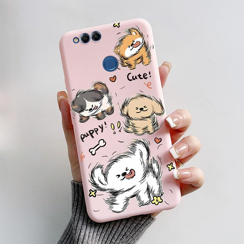 For Honor 7X Case Matte Cover Honor7X 7 X Soft Silicone Cute Cat Cartoon Case For Huawei Honor 7X BND-L21 BND-L22 BND-L24 Coque