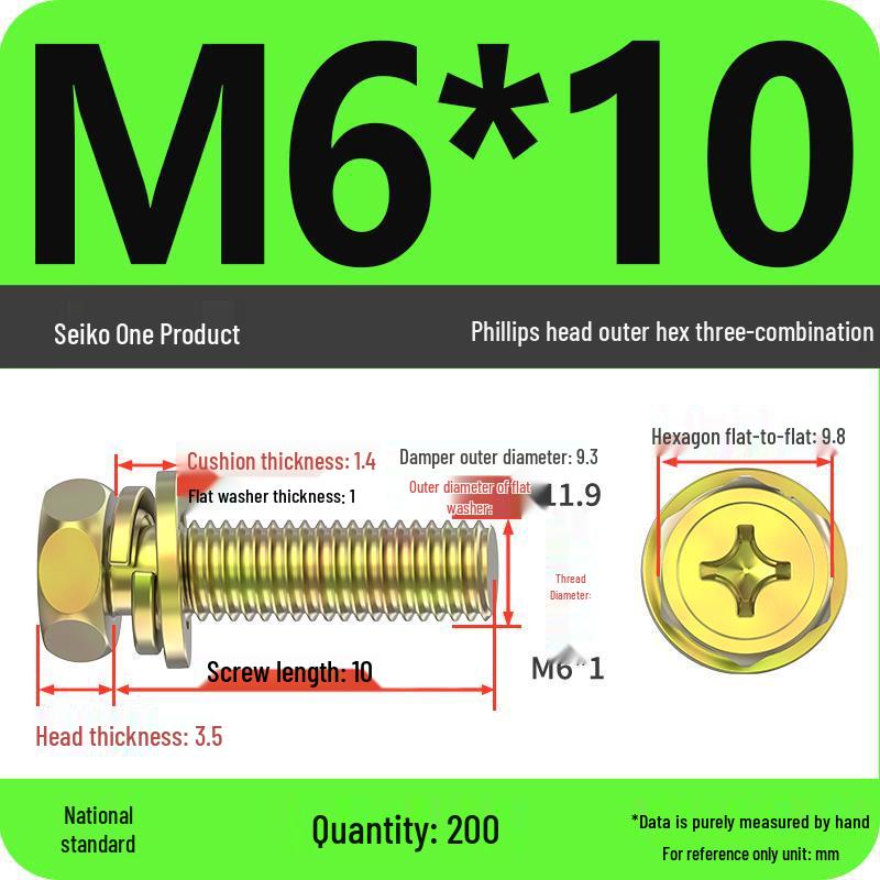 Hexagon Head Combination Screw Bolt Set with Washer and Spring Washer
