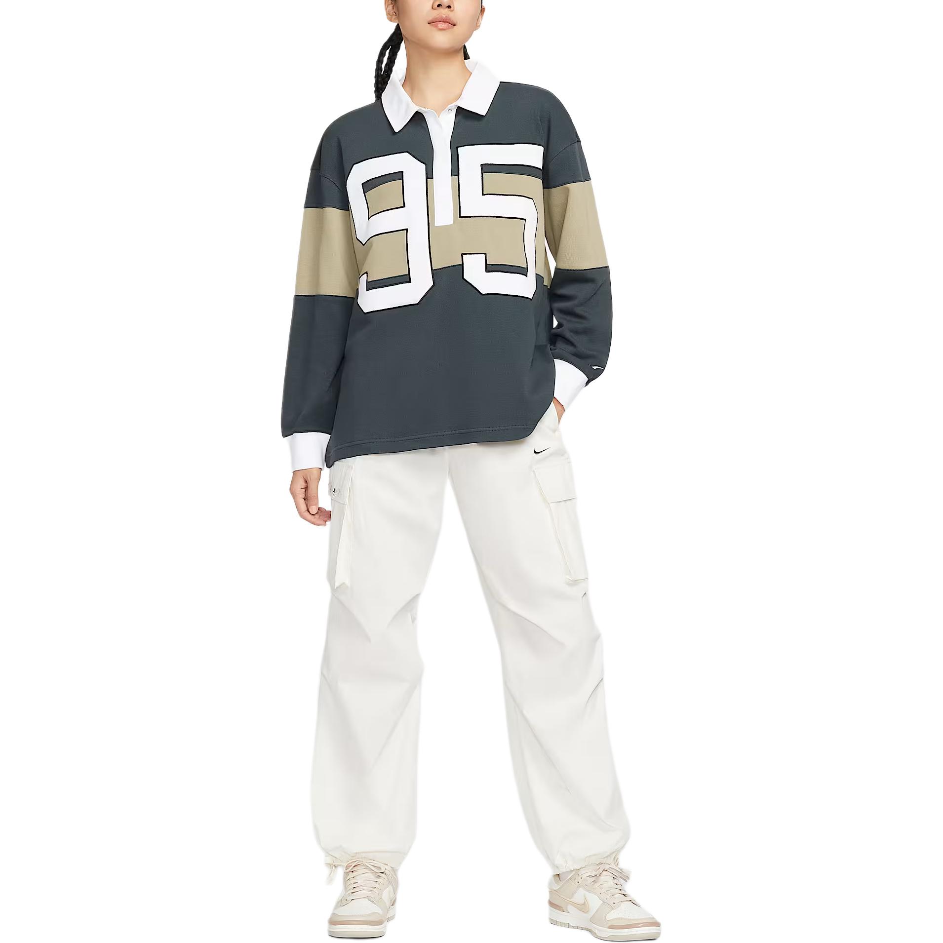 

Nike Женская футболка-поло с длинным рукавом W Nsw Street Ls Gfx Logo с цифровым принтом и цветными блоками HV4034-390 XS