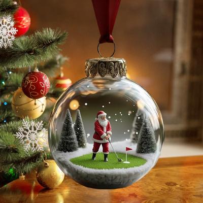 Kerstman Stadion Glazen Bol Ornament Kerstboom Hanger Decoratie met Sport Thema Feestelijke Vakantie Huisdecoratie