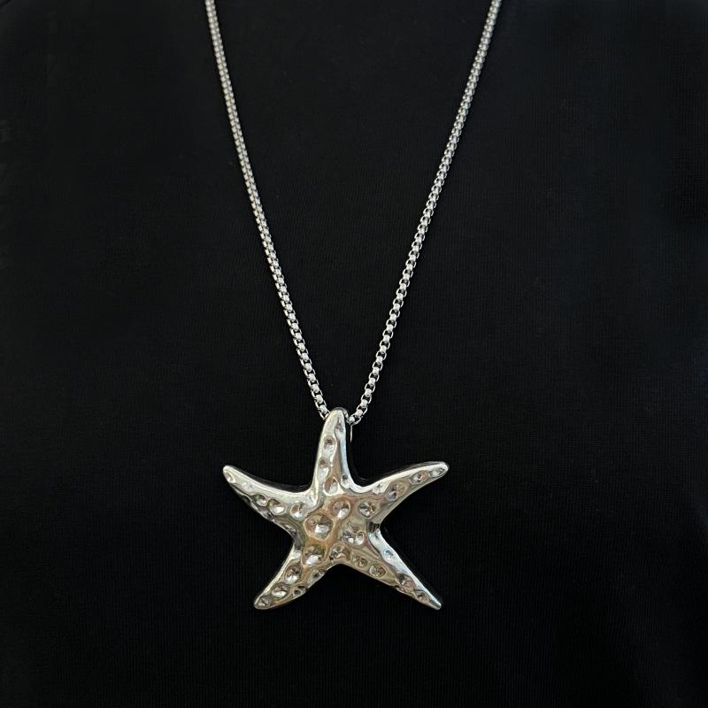 American Retro Spicy Girl Star Pendant Necklace - Beach Style, Sweet  Cool Fashion Exaggerated Sweater Chain