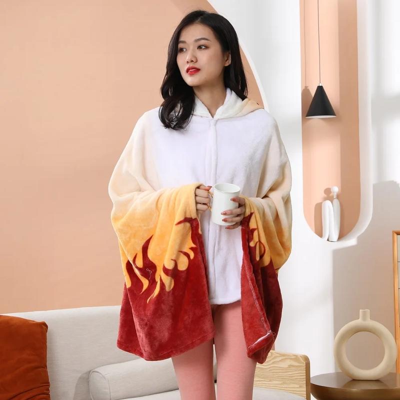 Lannel Tanjiro Nezuko Kimono Shawl Blanket Anime Print Cosplay Shinobu Zenitsu Giyuu Wear BComfortable Adult Home Loungewear Cos