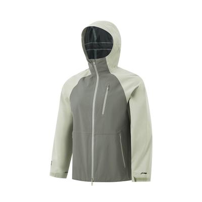 Li Ning CF Su Wan Long Jia Série de Proteção Impermeável à Prova de Vento Jaqueta de Casca Dura para Caminhada ao Ar Livre Jaqueta Unissex Screw-Smoke-Green AEMU049-5