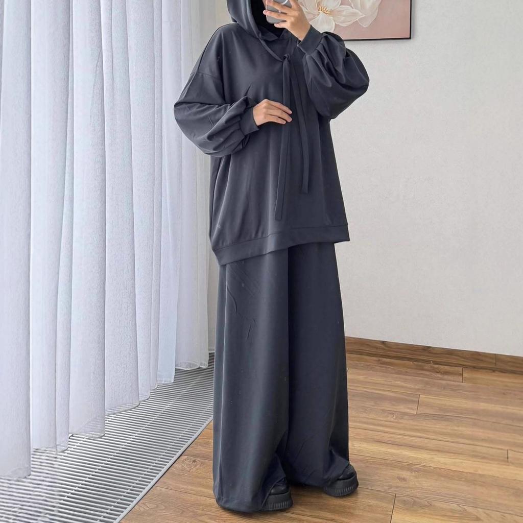 2025 cross-border European and American autumn new hooded long-sleeved sports pullover top waist wide-leg pants women's clothing