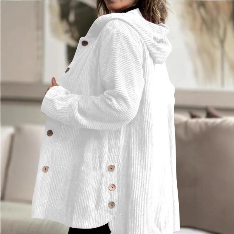 2025 Cross-border European and American Foreign Trade Women's Autumn/Winter New Hooded Loose Women's Corduroy Casual Jacket