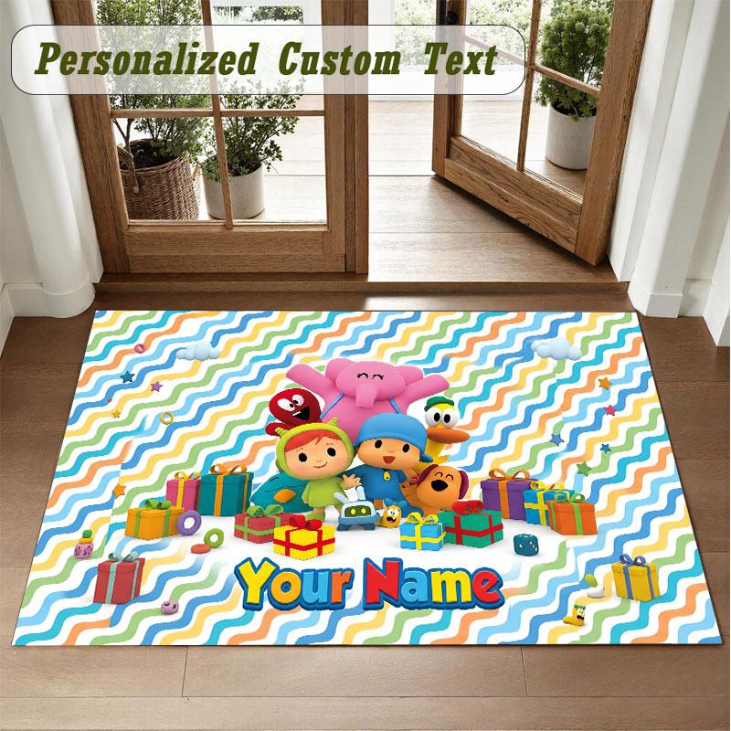 Crystal Velvet Square Rug Custom NamePocoyó Pattern Non Slip Home Floor Decor Rug