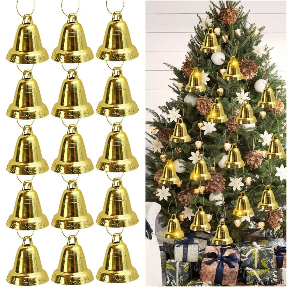 Pack Gold Plastic Bells with Opening for Hanging Ornaments