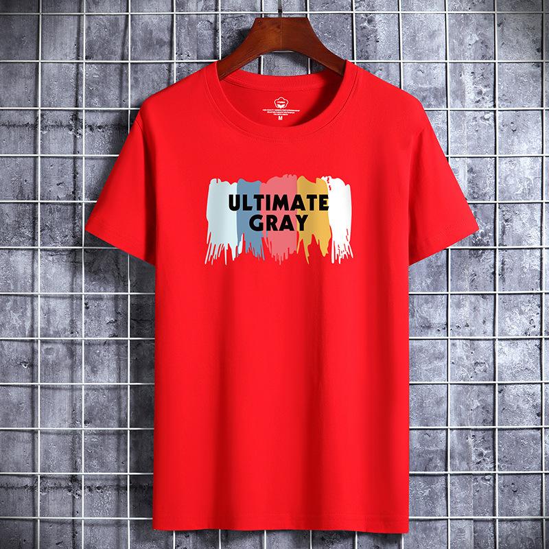QICED Summer Short-sleeved T-shirt Men's O-neck Trend Bottom Shirt