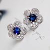 Earrings Flower Shape Design Charming Alloy Rhinestones Inlaid Ear Studs for Women