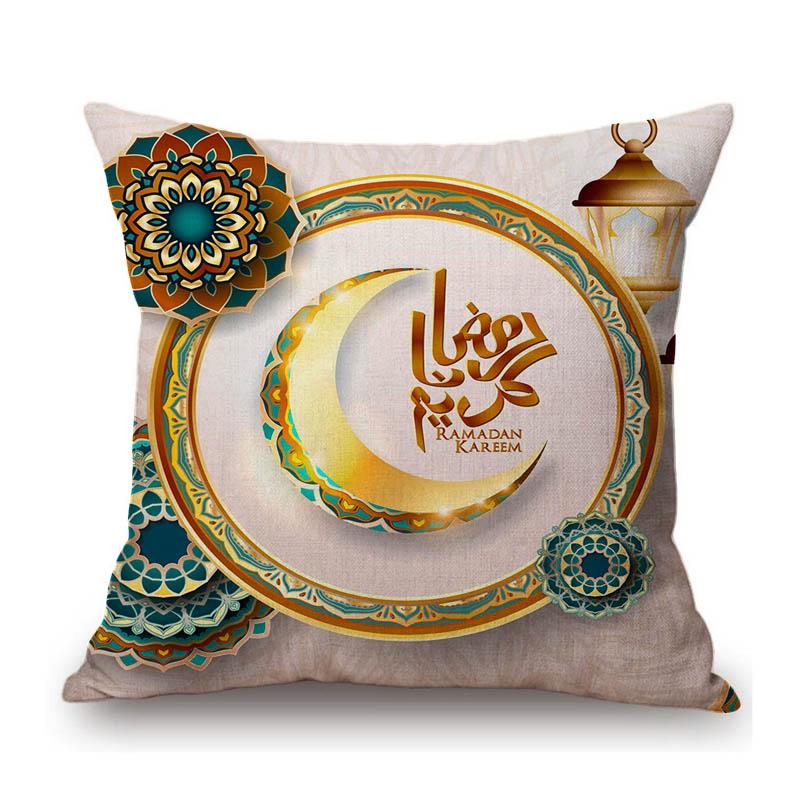 Moslem Home Decoration Eid Mubarak Ramadan Festival Mosuqe Doctrine Calligraphy Art Sofa Pillow Case Linen Cushion Cover