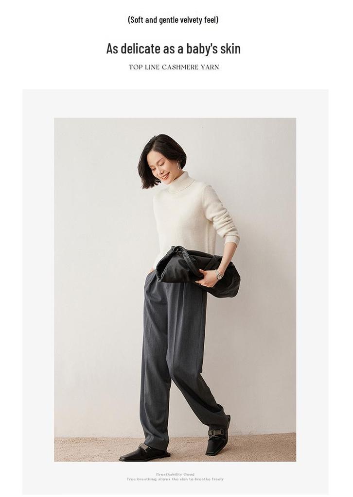 2024 Autumn/Winter Women's Cashmere High Neck Loose Knit Pullover