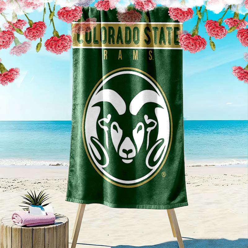 Colorado State Rams Print Beach Towel, Large Soft Quick Dry Towel for Beach Camping Swimming