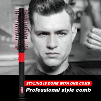 Quiff Roller Round Brush Ball Tip Bristles Non-slip Handle Blow Drying Short Hair Styling Comb