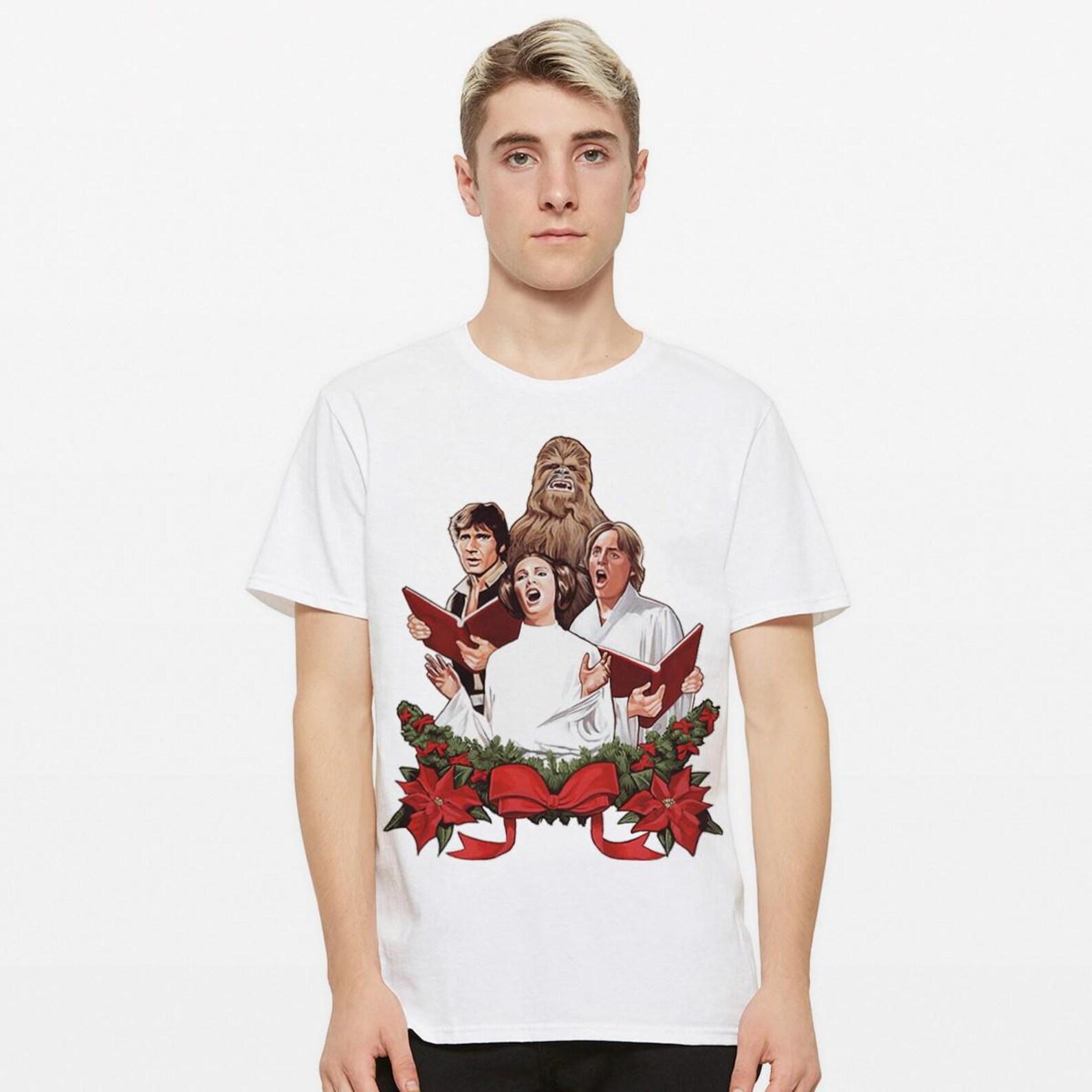 Rebels Christmas Choir T-Shirt, Han Solo, Princess Leia & Luke Skywalker Shirt, Men s and Women s Sizes (SWS-880001) M