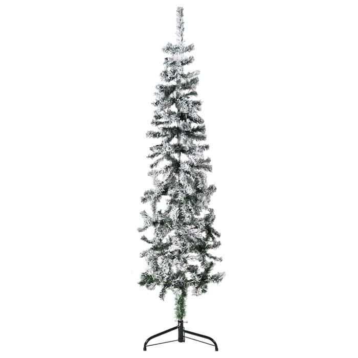 VidaXL Demi Artificial Christmas Tree Slim with Flocked Snow Christmas Tree Holiday Decoration Christmas Ornament 344605