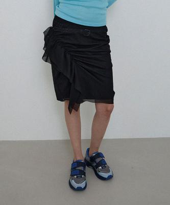 Peulipeopeulipeo Layered Ruffle Skirt (Black)