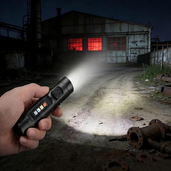 Rechargeable Flashlight Hands-Free LED Torch with Magnetic Base And Rear Buckle 500 Lumens High Power Mini Light for Camping Hiking Travel
