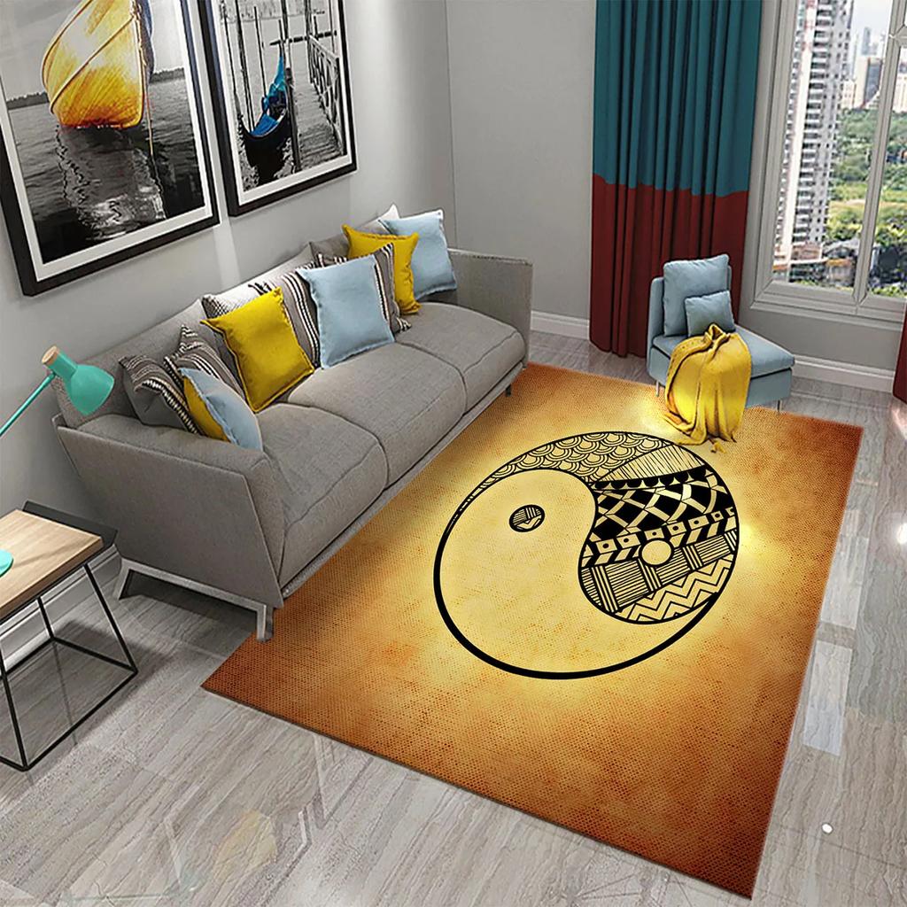 3D Yin Yang Carpet Black and White Rugs Bathroom Door Non-slip Mat Porch Living Room Kitchen Door Mat Bedroom Balcony Decor Mat