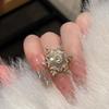 Fashion Luxury Crystal Snowflake Rings for Women Rotatable Anti Stress Anxiety Zircon Adjustable Ring Christmas Jewelry Gifts