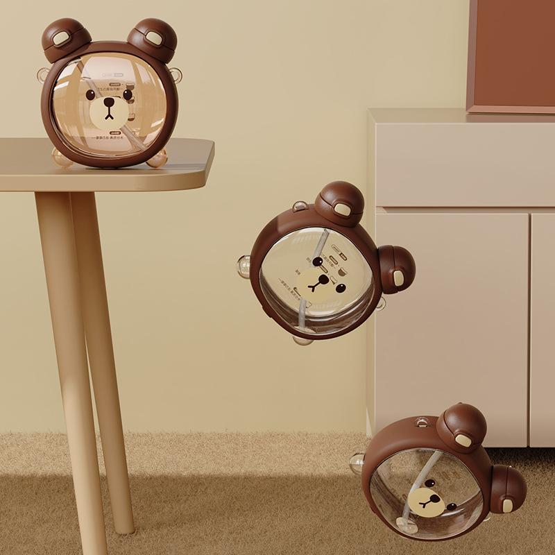 750ml Roztomilý medvěd rychlovarná konvice kelímek na vodu se slámou léto Velkokapacitní plastový kelímek na pití s ​​brčkem Kawaii dětský kelímek na vodu do školy