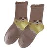 Fashionable Middle Calf Socks with Cartoon Animal Designs in Soft Cotton Bubble Cuffs Crew Socks Hosiery for Women Teens