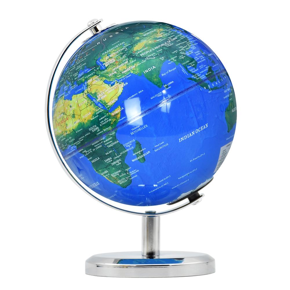 14cm Metal with Stand Rotating Geography Education Globe Earth World Map Globe Led Lights for School Globe Teaching Tool