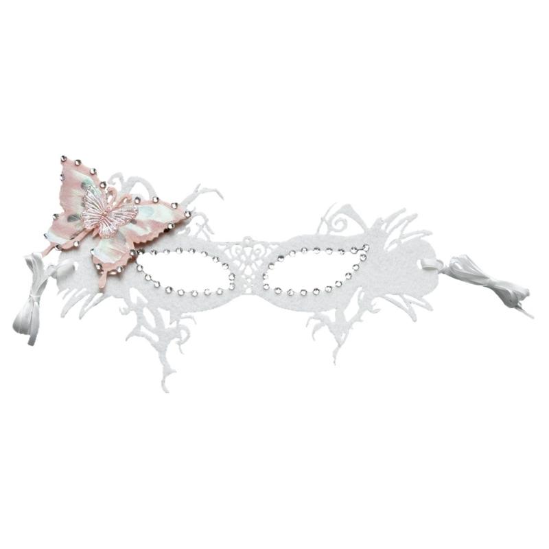 Masquerade Eyemask with Rhinestones Decoration Butterfly Eyemask For Women Masquerade Parties, Proms, Carnivals 1 белый