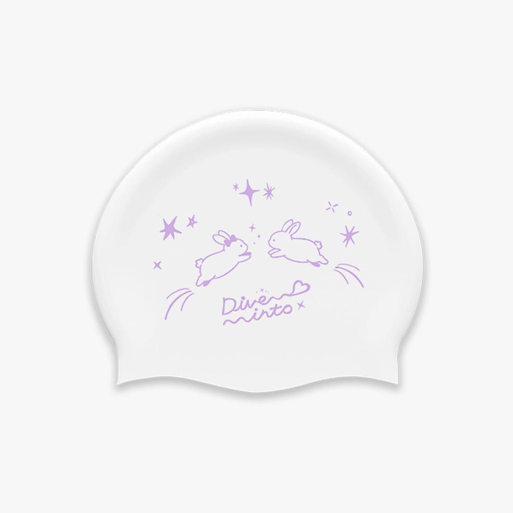 Daibeuintu Aurora Rabbit Purple Swim Cap