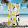 Large Quick-Drying Italian Lemon Print Towel with Blue & White Stripes - Absorbent Beach, Bath, Swim, Picnic Mat