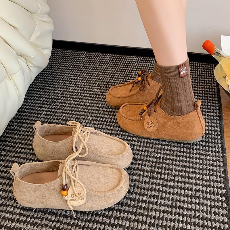 Birkenstock shoes women's 2025 new autumn platform single shoes women's soft sole flat shoes retro versatile with skirt women's shoes