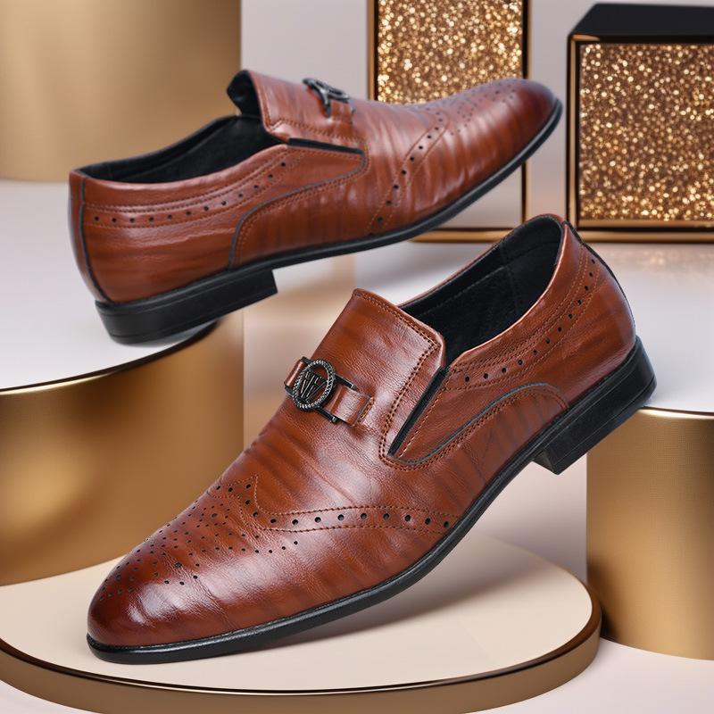 Spring and autumn new Brock glove shoes men's business retro one-pedal lazy shoes casual leather shoes men's formal wear