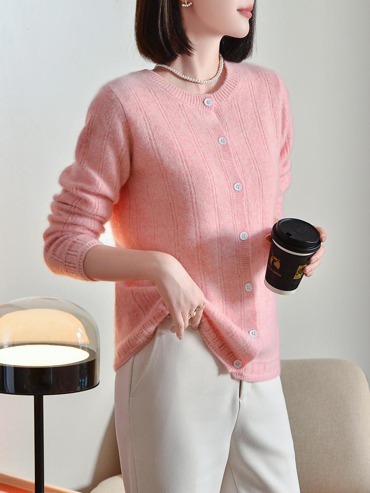 Dámský kašmírový kardigan Qinghe kašmír 30% kašmír 70% vlna podzimní a zimní kašmírový kardigan měkký a teplý