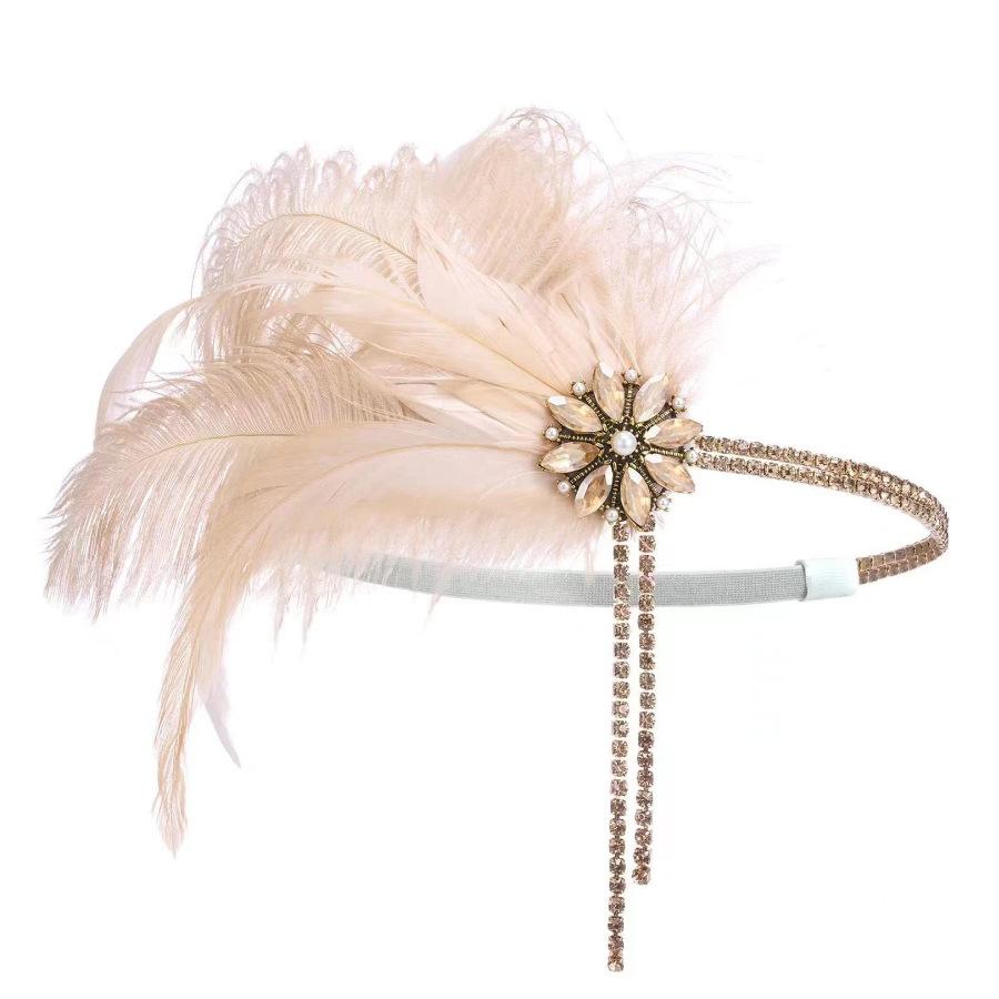1920s Retro Yellow Feather Tassel Headband Elegant Women Flapper Accessory for Gatsby Party Costume