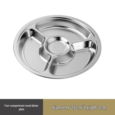 ZISIZ 304 Stainless Steel Divided Round Dining Plate