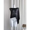 New Irregular Cape Shawl Sunscreen Shirt Women's Spring and Summer Loose Cover Up Thin Ice Silk Knitted See Through Top Casual Simple Solid Clothing
