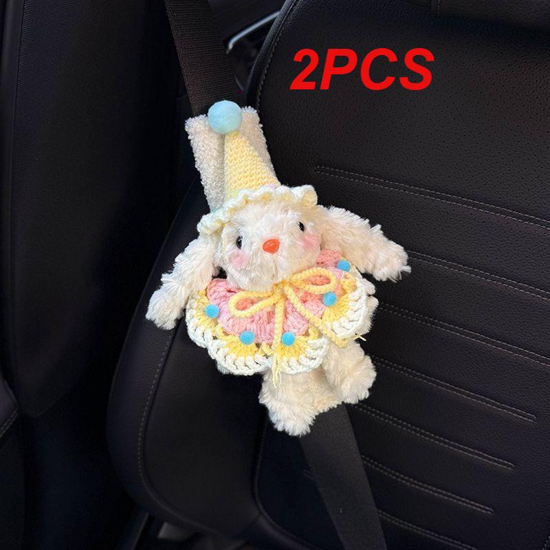 2PCS Cute Rabbit Car Seat Belt Shoulder Pads, Anti-Abrasion Protection for Clothes, High-End Cute Couple in-Car Accessories