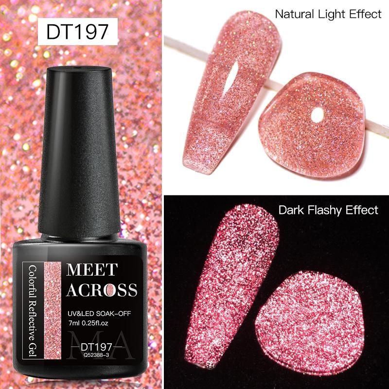 

MEET ACROSS 7 мл цветной светоотражающий гель-лак для ногтей с блестками, мерцающий гель, отмачиваемый гель-лак для маникюра, лак для салона ногтей DT197