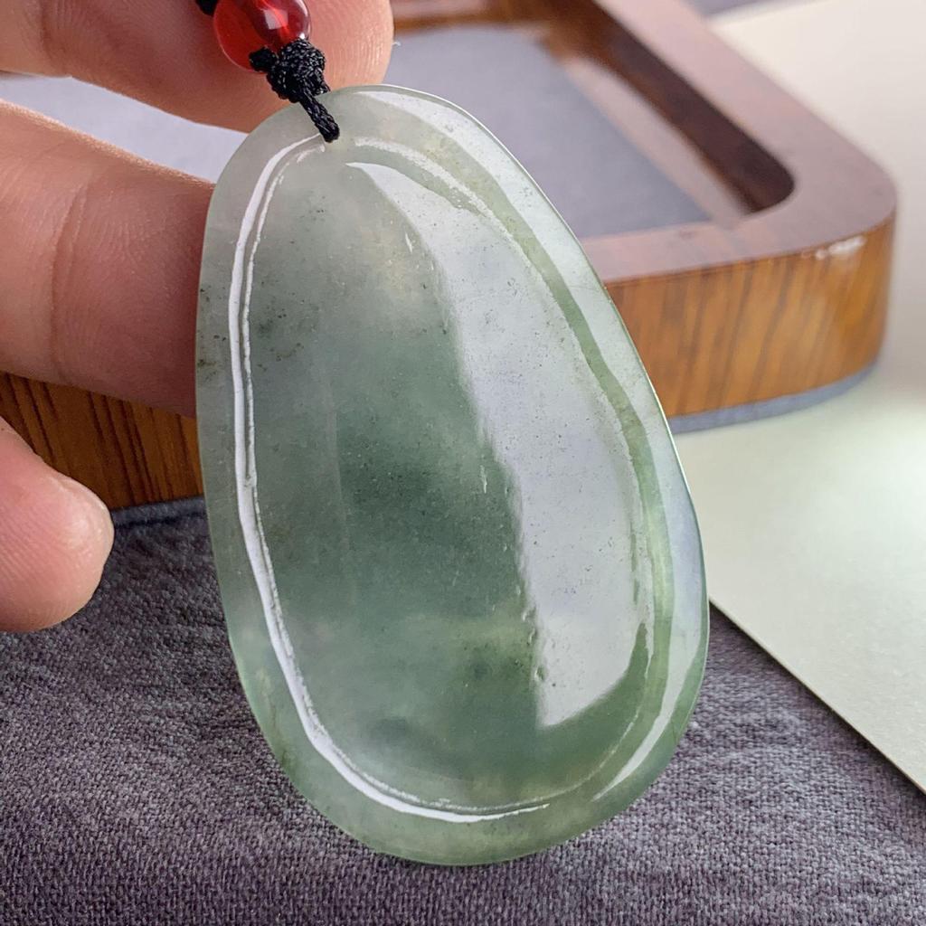 A-Grade Ice-Type Myanmar Jade Hand-Carved Pendant with Landscape & Buddha for Auspicious Gifts