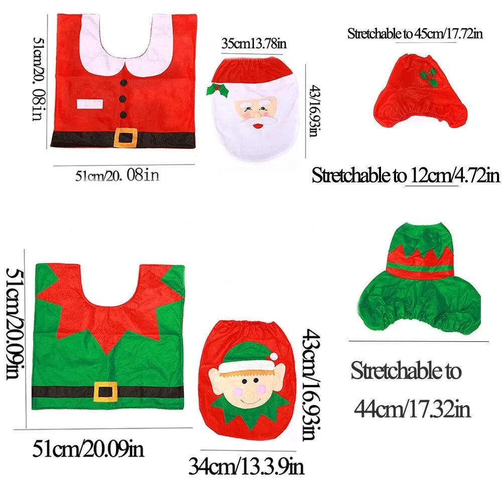 3PCS Christmas Bathroom Accessories Supplies Toilet Decoration Christmas Toilet Bathroom Decoration Cartoon Toilet Seat Cover