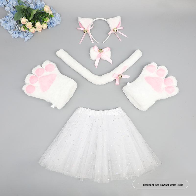 Cute Kitten Cosplay Set: Cat Ears Headband, Paw Gloves & Tail Accessory