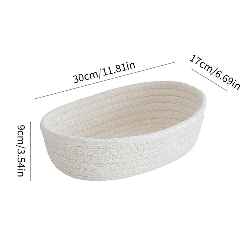 Cotton Rope Storage Basket Storage Box Desktop Sundries Cosmetics Snacks Entrance Hand-Woven Cotton Rope Storage Basket Oval
