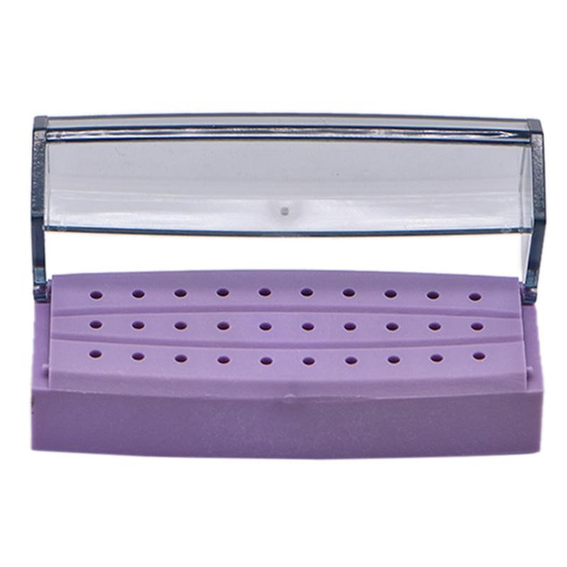 Dental Burs Bohrer Halter 30 Löcher Kunststoff Bur Block Bohrer Platzierung Box Autoklav Desinfektion Lila/Blau