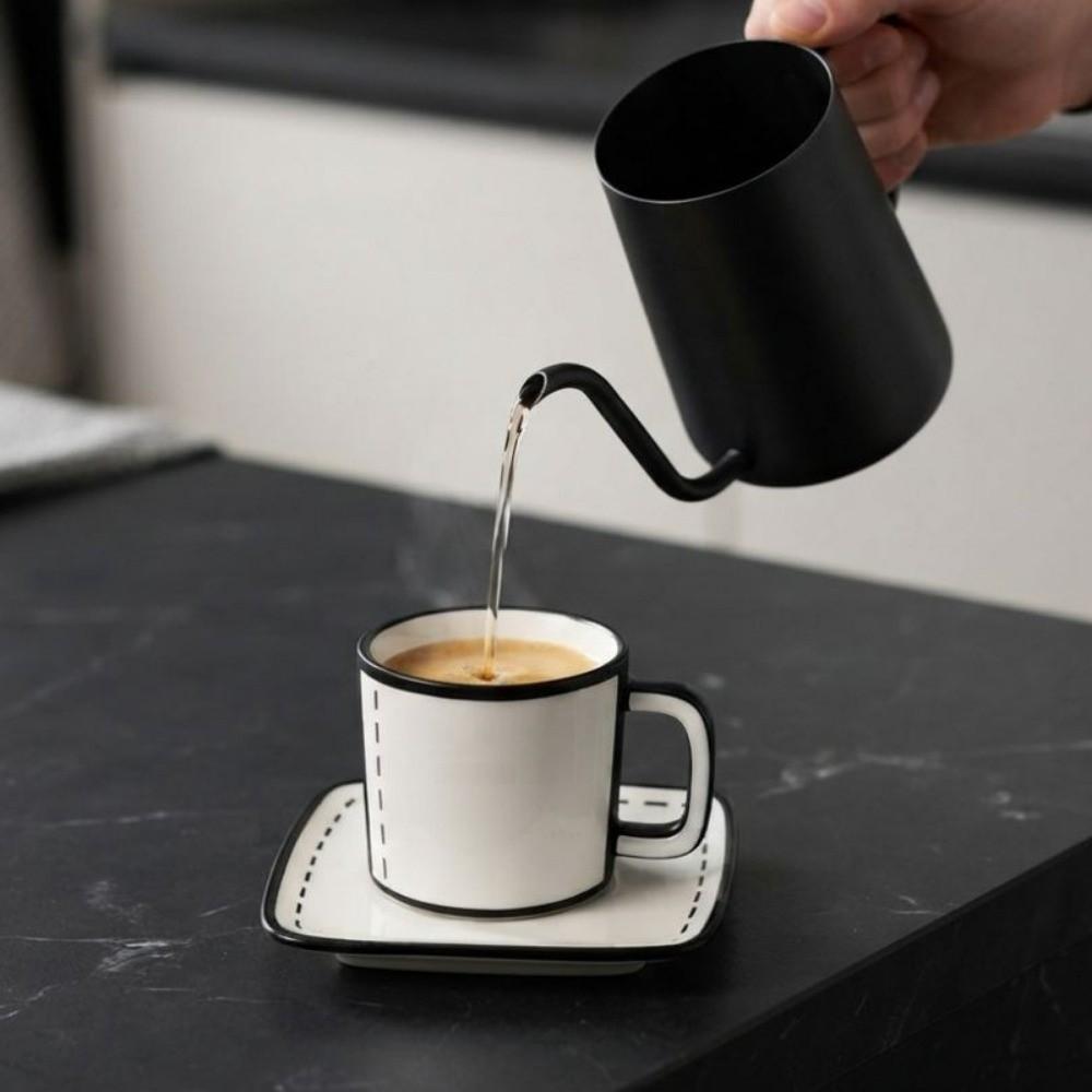 Black Rim Outline Cartoon Coffee Cup Ceramic Tea Mug Creative Comic Mug for Daily Use