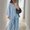 2026 New Fashion Loose Women's V-Neck Top Wide Leg Pants Casual Suit