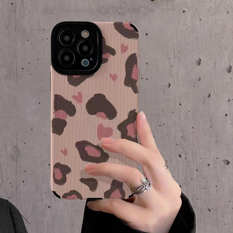 Fashion Love Leopard Silikon Handyhülle für iPhone 13 14 Max 15 Plus 11 12 Mini SE 7 8 X XS XR Leder Stoßfeste Vollabdeckung